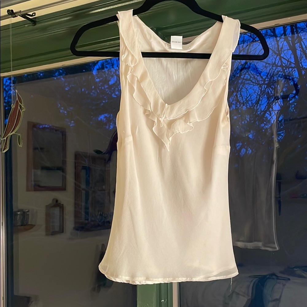 Elegant Silk Cream Sleeveless Blouse